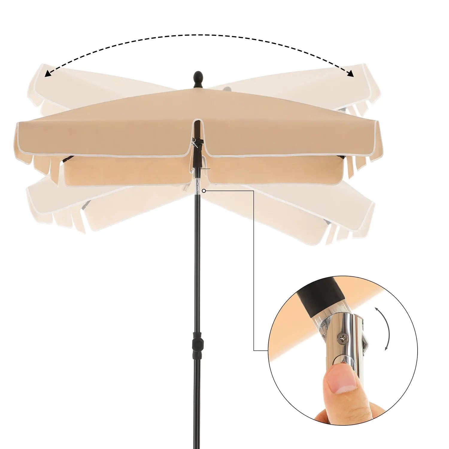 Balkonschirm knickbar UPF50+ taupe Polyester 200 x 125 cm von Songmics