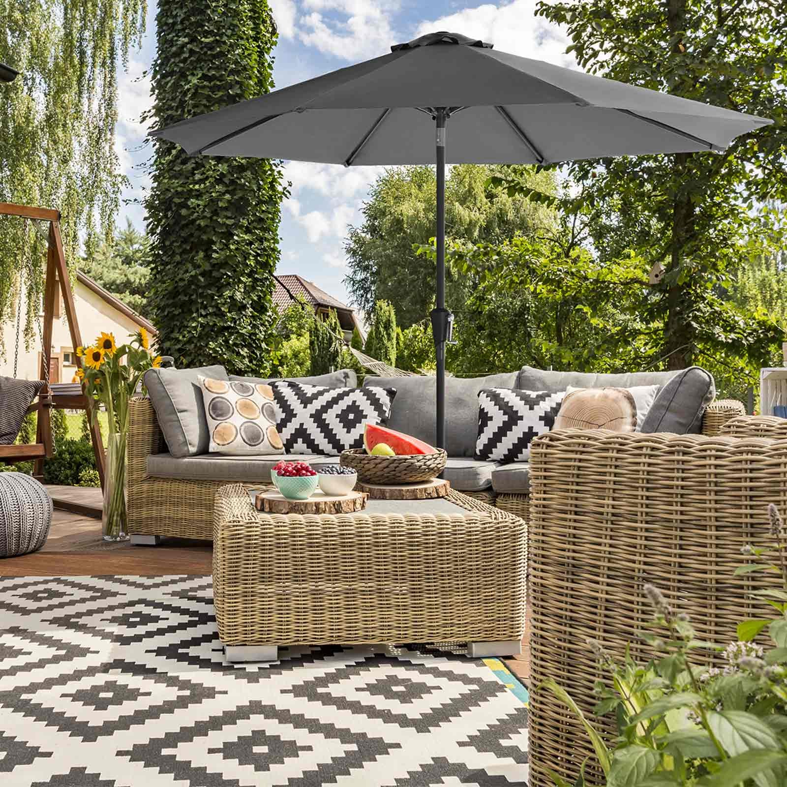 Gartenschirm knickbar UV-Schutz UPF50+ grau von Songmics