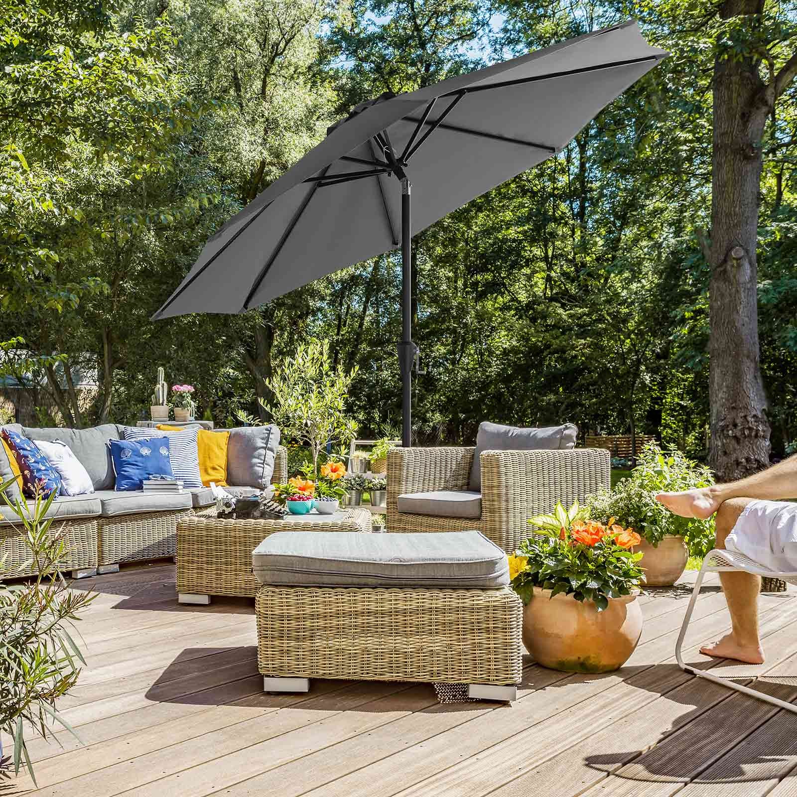 Gartenschirm knickbar UV-Schutz UPF50+ grau von Songmics
