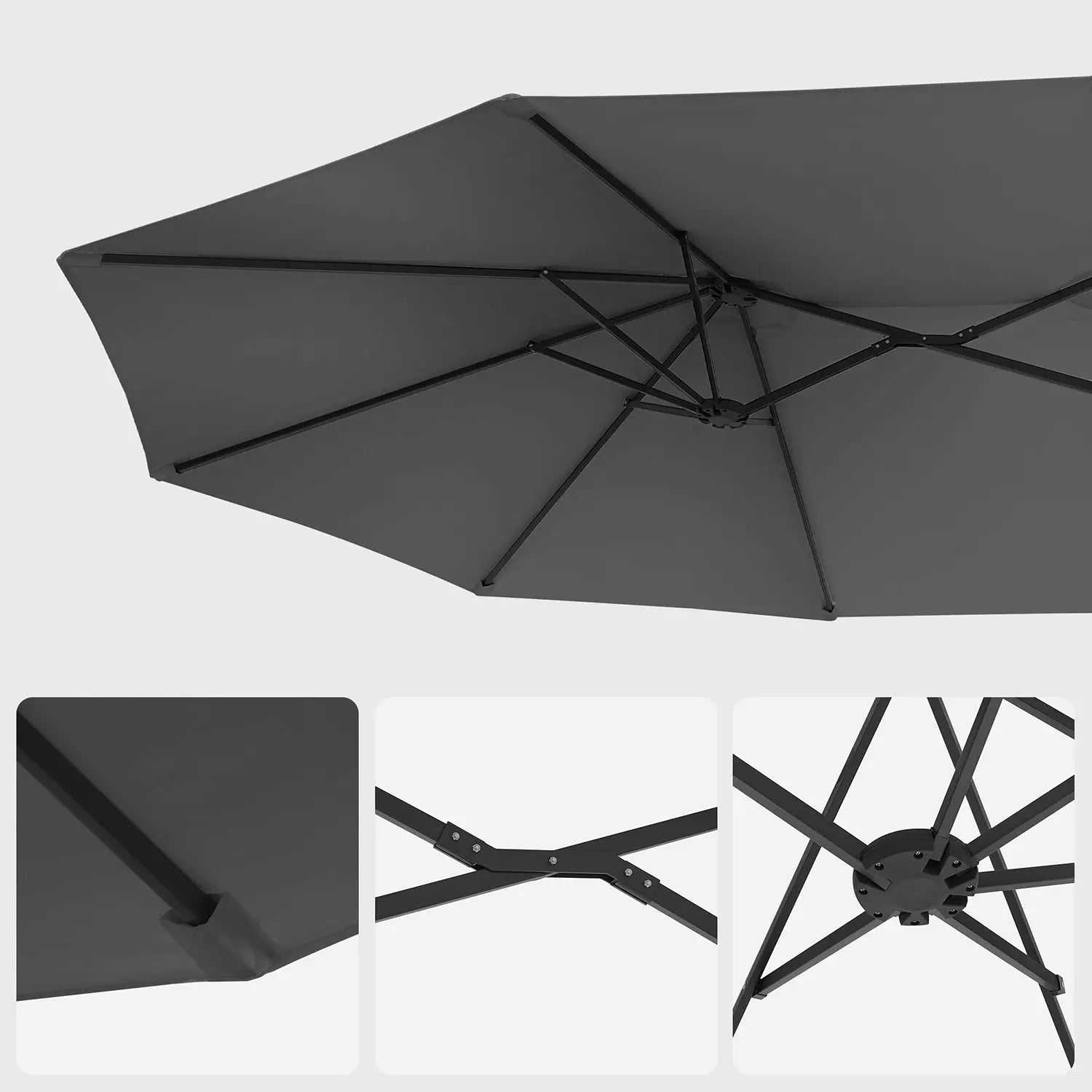 Doppel-Sonnenschirm UPF50+ Grau Polyester von Songmics