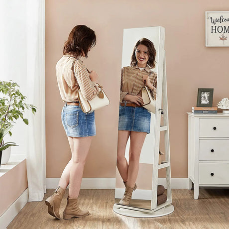 Schmuckschrank abschließbar 360° drehbar weiss von Songmics