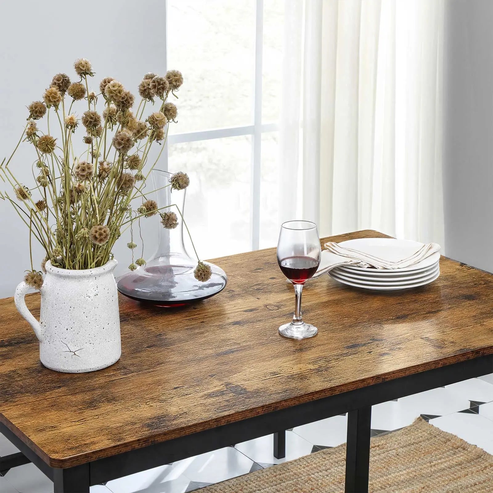 Esstisch-Set 3-teilig vintagebraun Stahl von Songmics