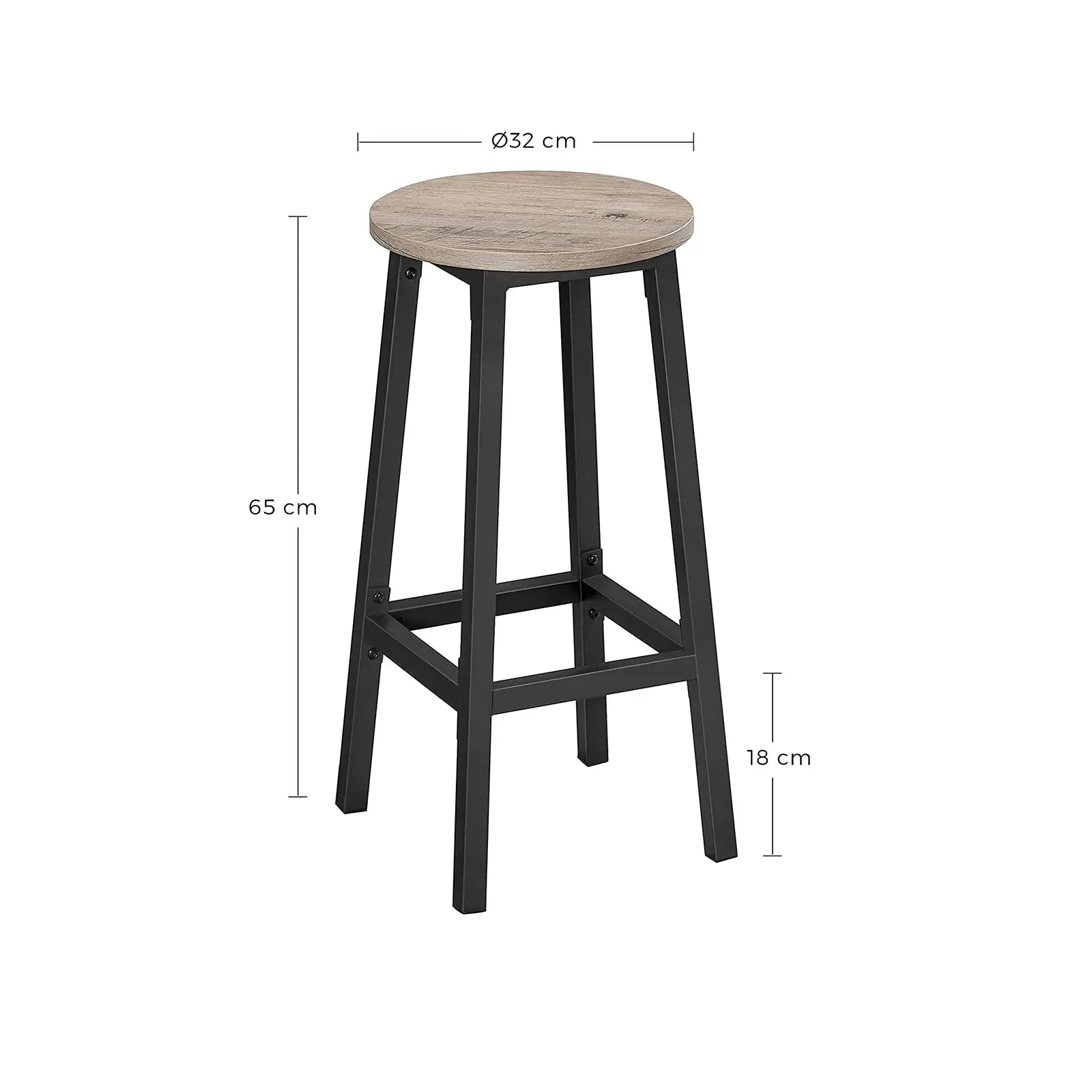 Barhocker 2er-Set greige-schwarz Metall von Songmics