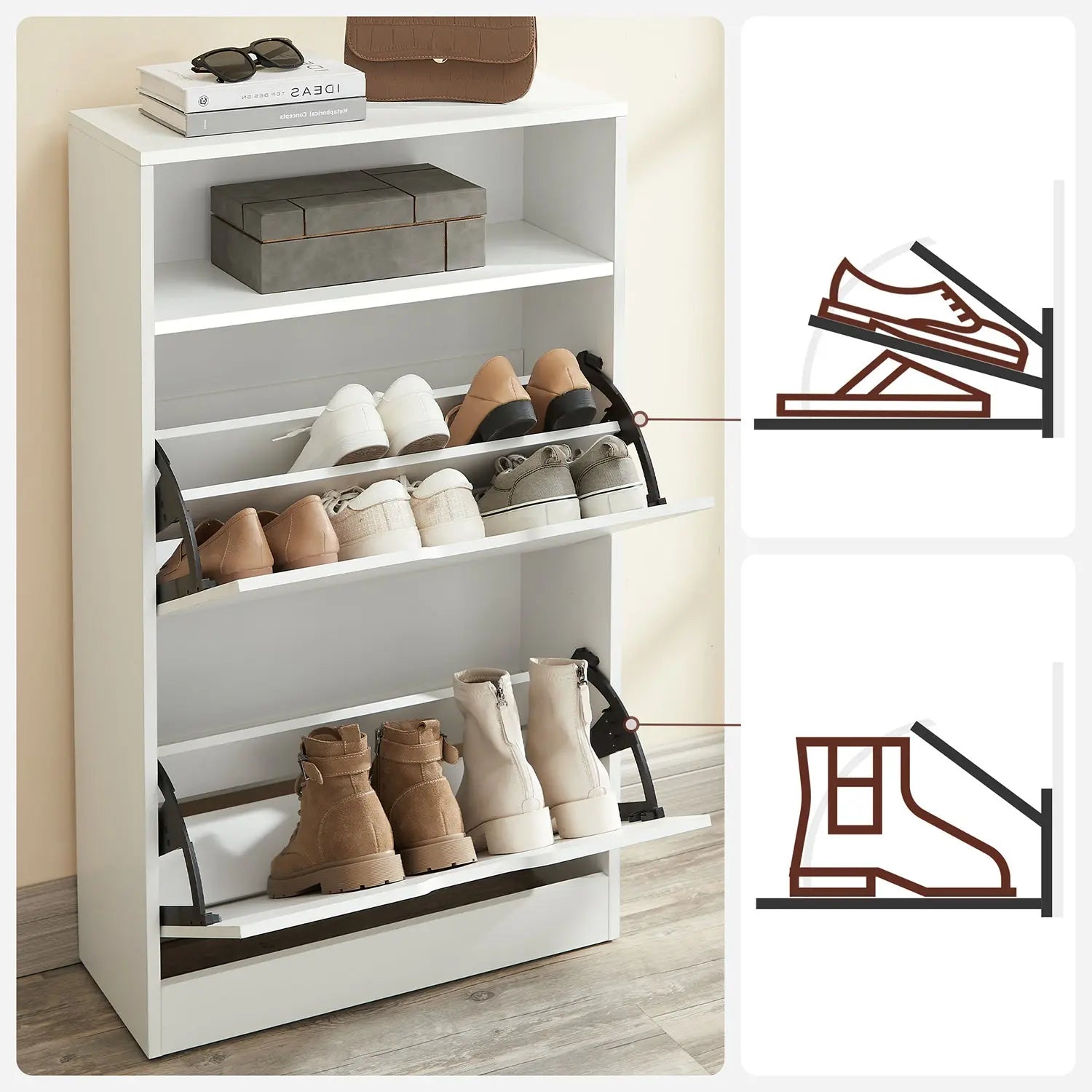 Schuhschrank 2 Klappen wolkenweiss verstellbar von Songmics