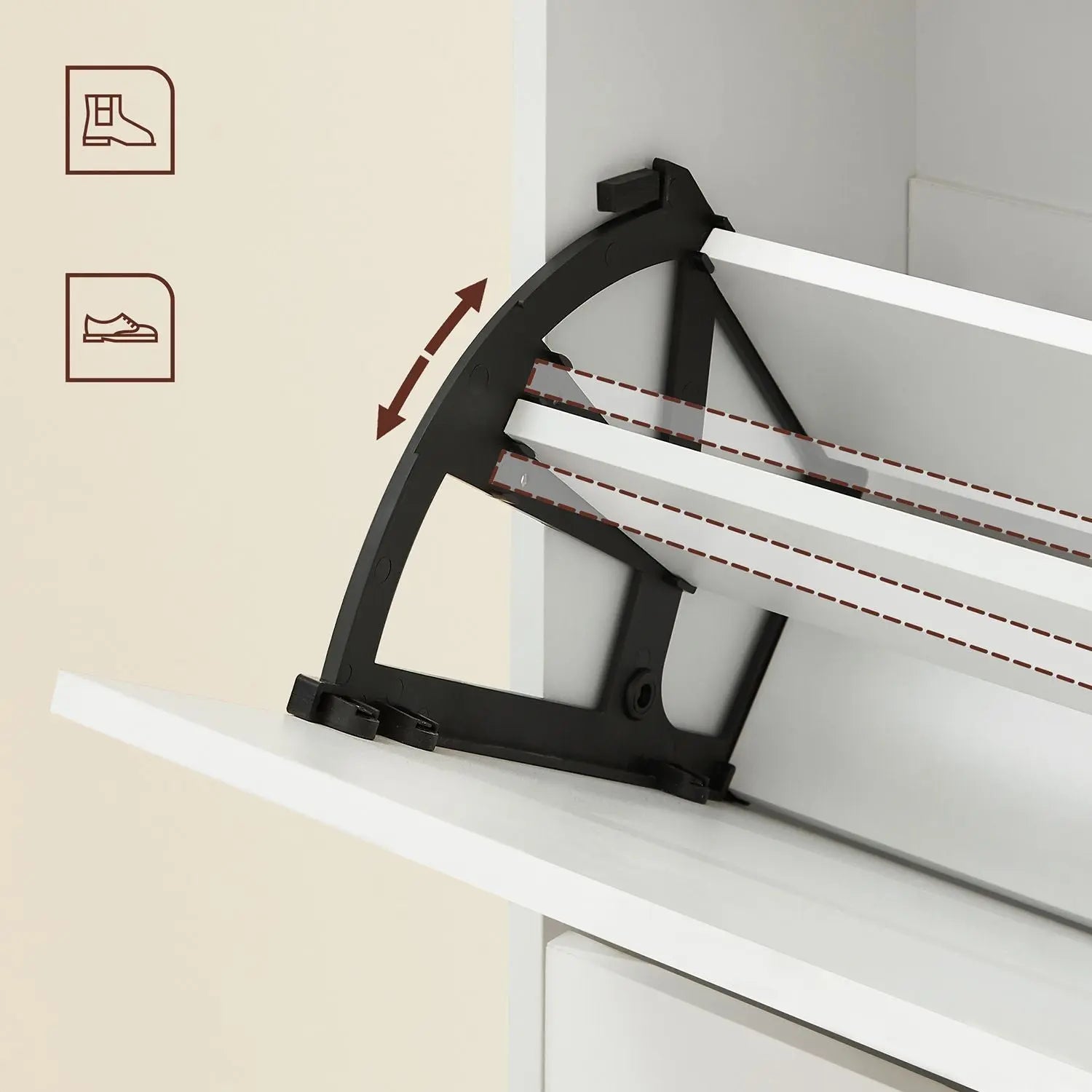 Schuhschrank 2 Klappen wolkenweiss verstellbar von Songmics