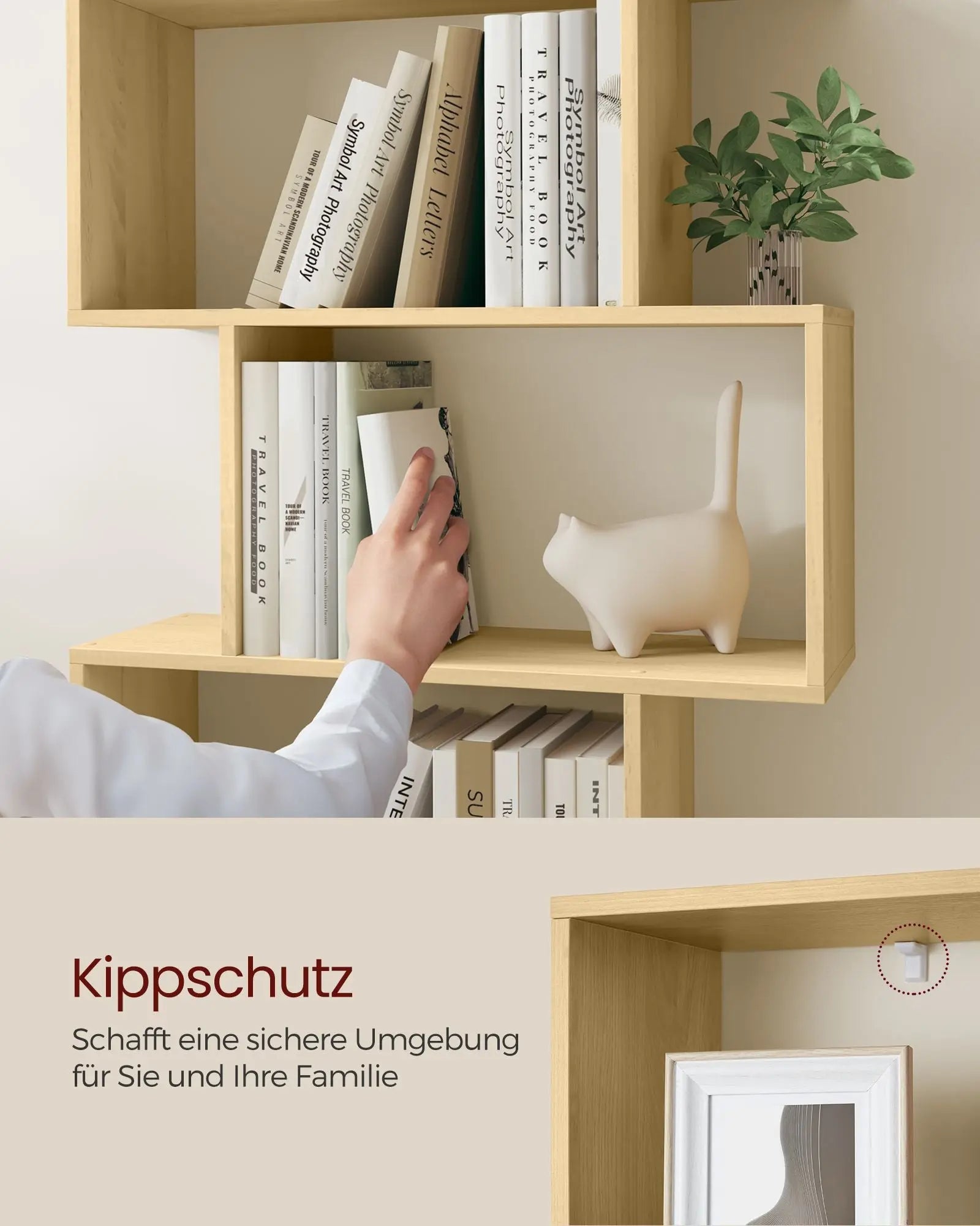 Bücherregal 6 Fächer Raumteiler Eiche Holz von Songmics