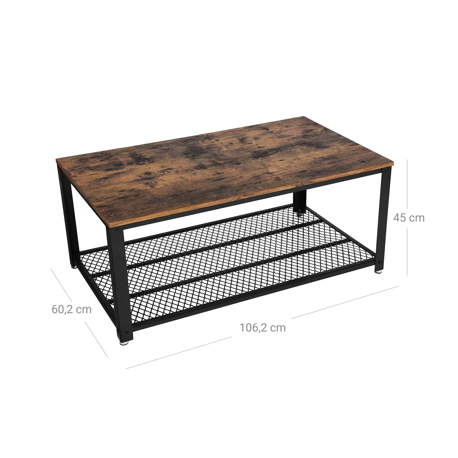 Couchtisch 2 Ebenen Industrial vintagebraun Metall von Songmics