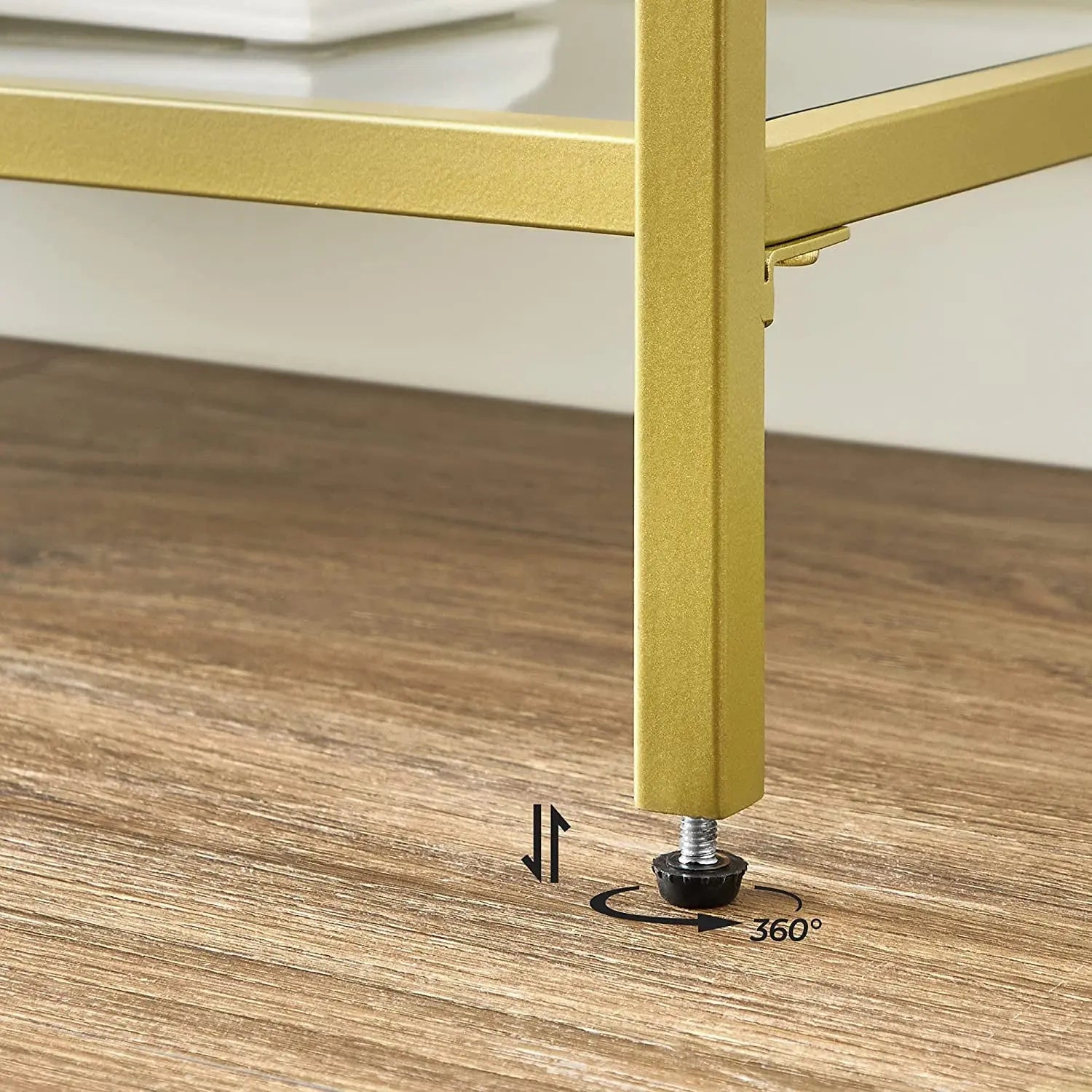 Konsolentisch Hartglas 3 Ablagen goldfarben von Songmics