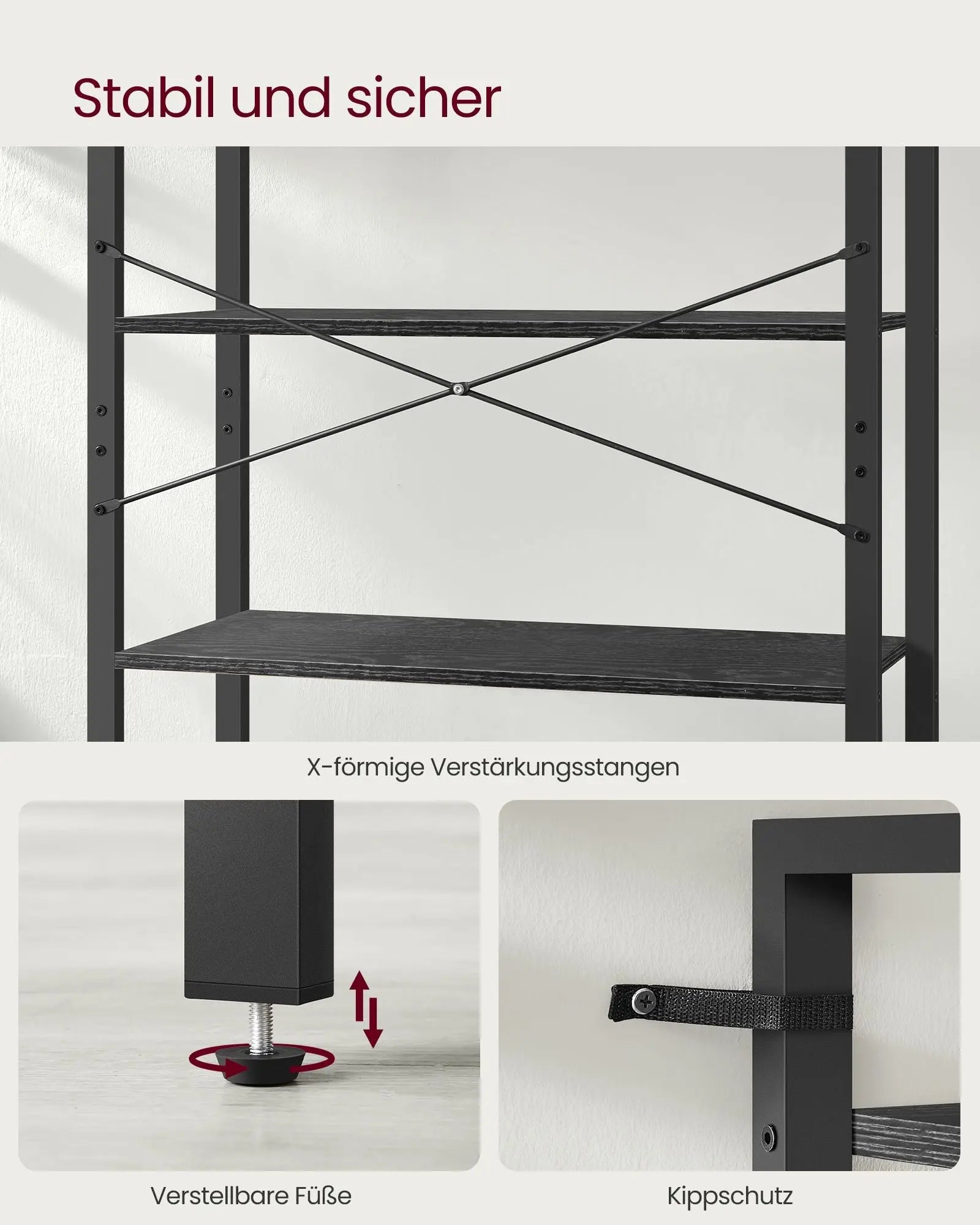 Bücherregal 6 Fächer Industrial Schwarz Stahl von guteszeug.ch