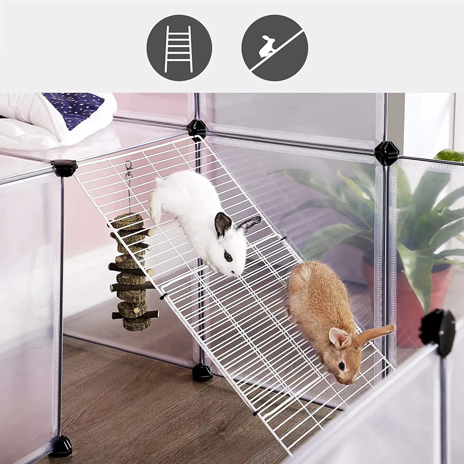 Kleintierkäfig modular Balkon weiss Kunststoff von Songmics