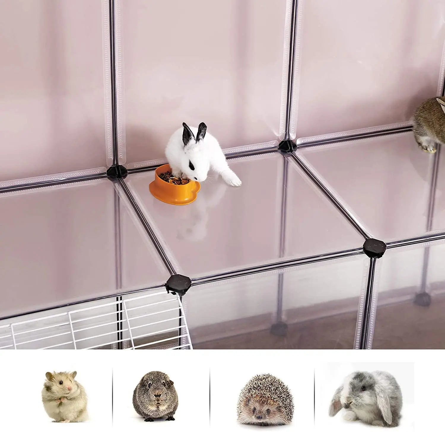 Kleintierkäfig modular Balkon weiss Kunststoff von Songmics