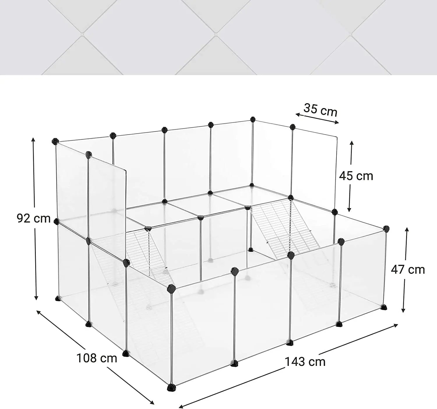 Kleintierkäfig modular Balkon weiss Kunststoff von Songmics
