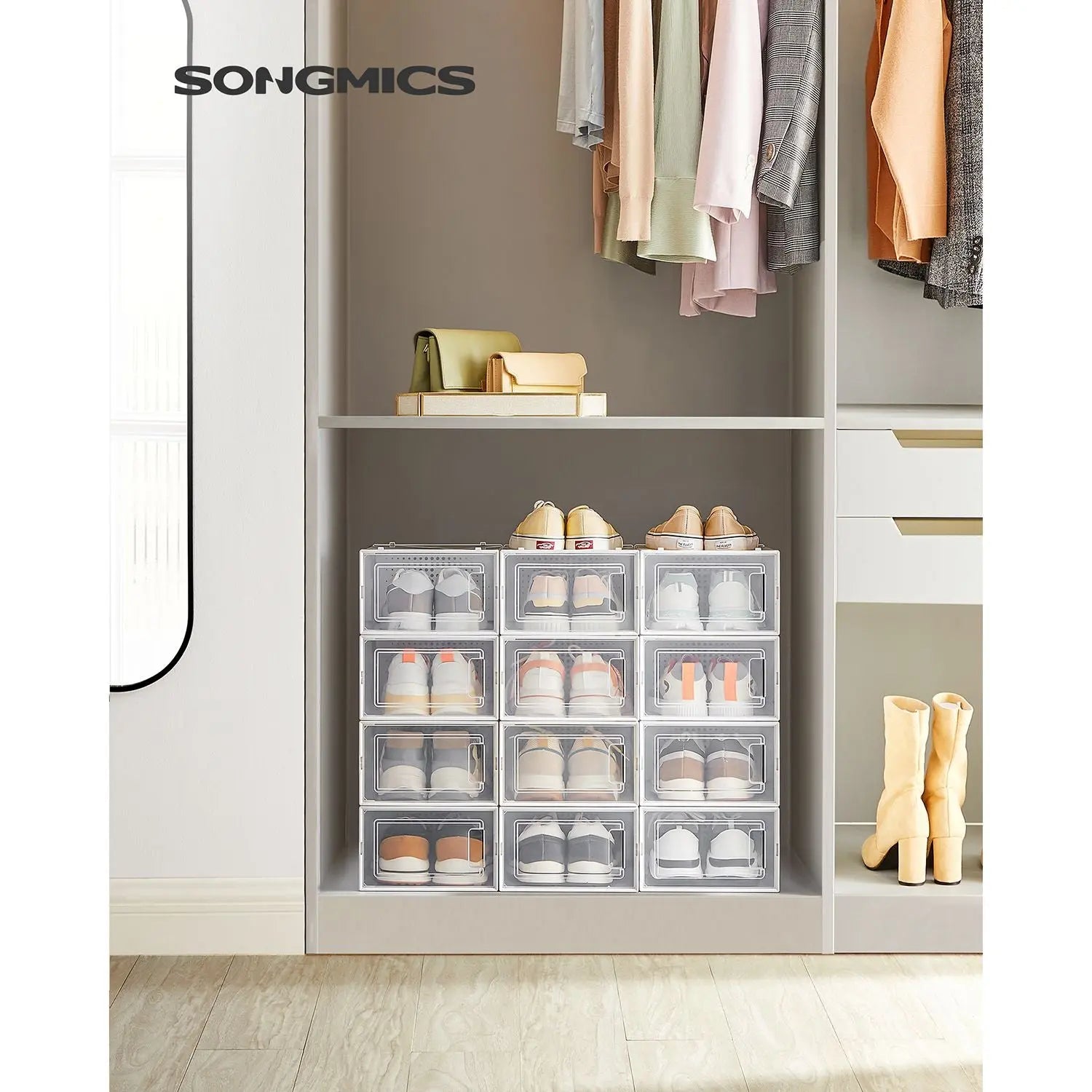 Schuhboxen stapelbar transparent Kunststoff 12er-Set von Songmics