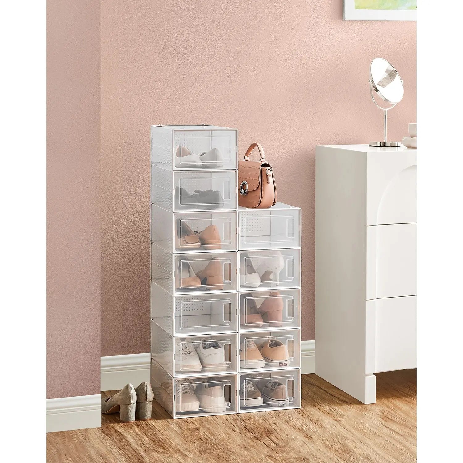 Schuhboxen stapelbar transparent Kunststoff 12er-Set von Songmics