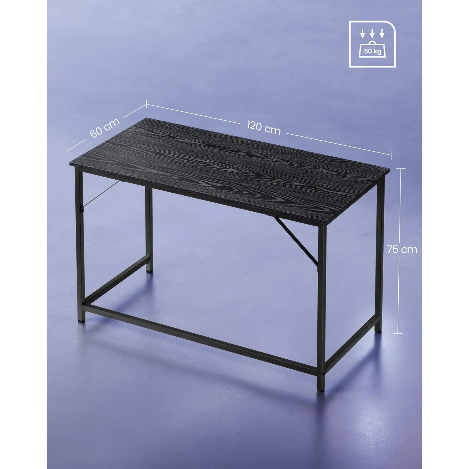 Computertisch 120x60cm Ebony Schwarz Holz von Songmics