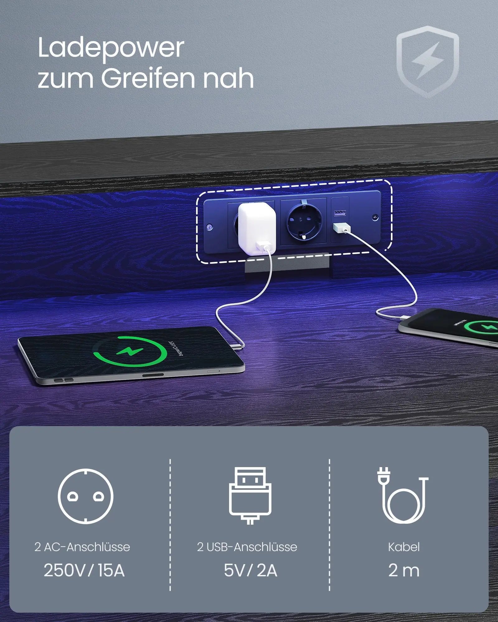 Gaming-Tisch LED Stahl schwarz von Songmics