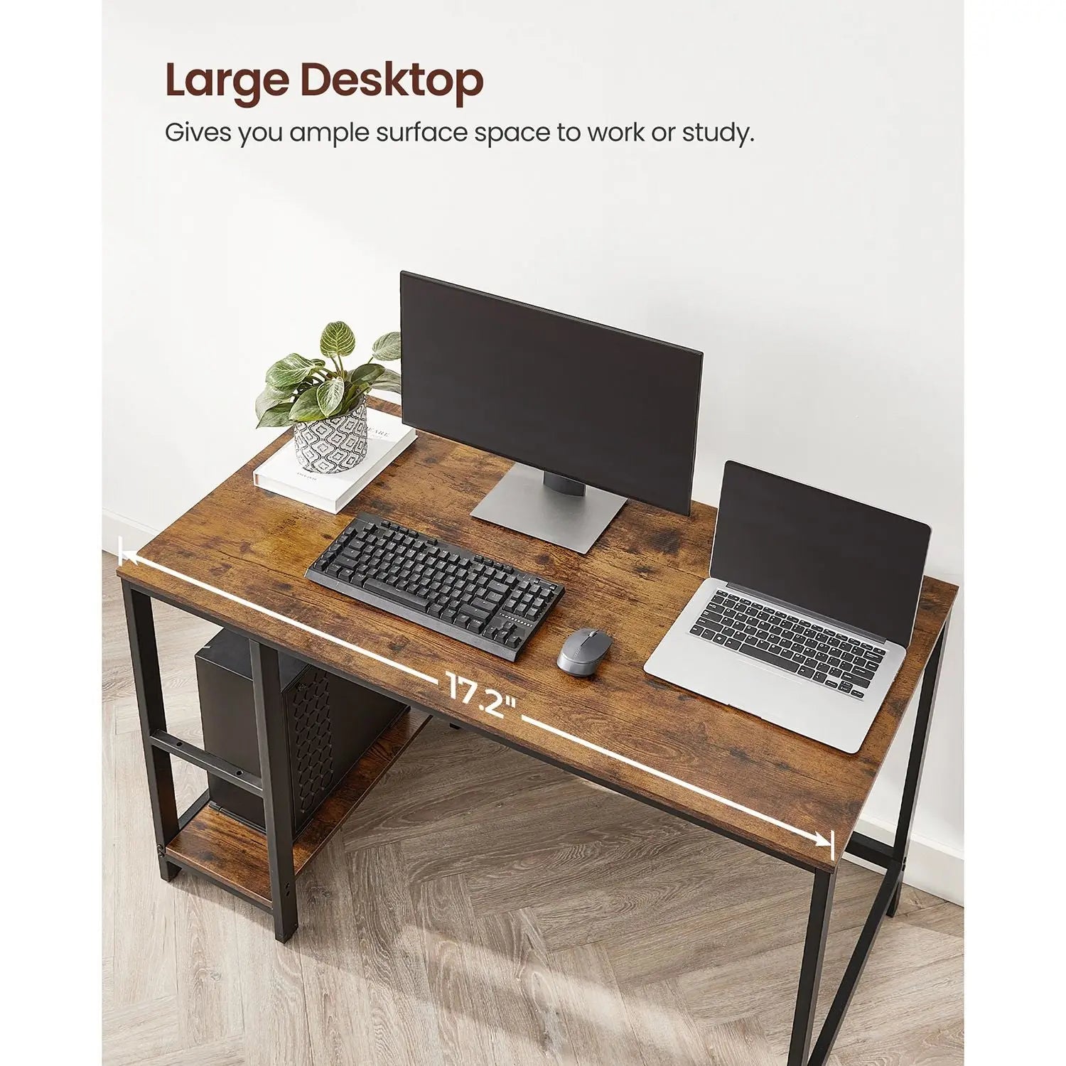 Computertisch 120x60 vintagebraun Holzoptik modern von Songmics