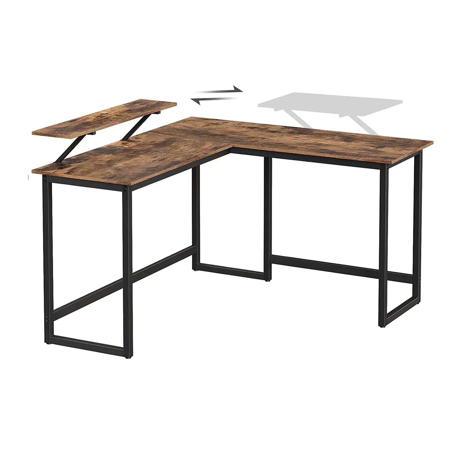 L-Schreibtisch platzsparend vintagebraun Metall von Songmics