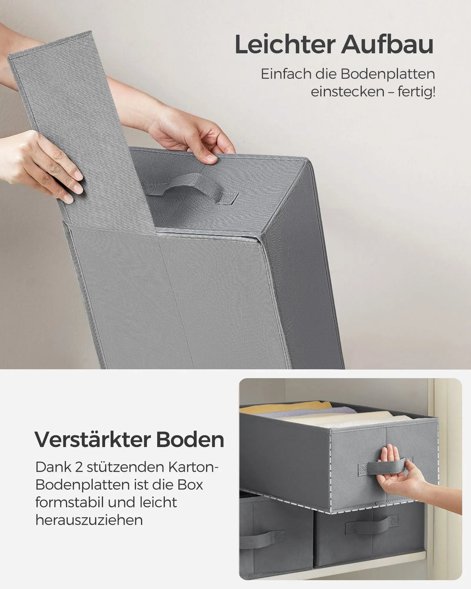Schubladen-Organizer 4er-Set grau Stoff von Songmics