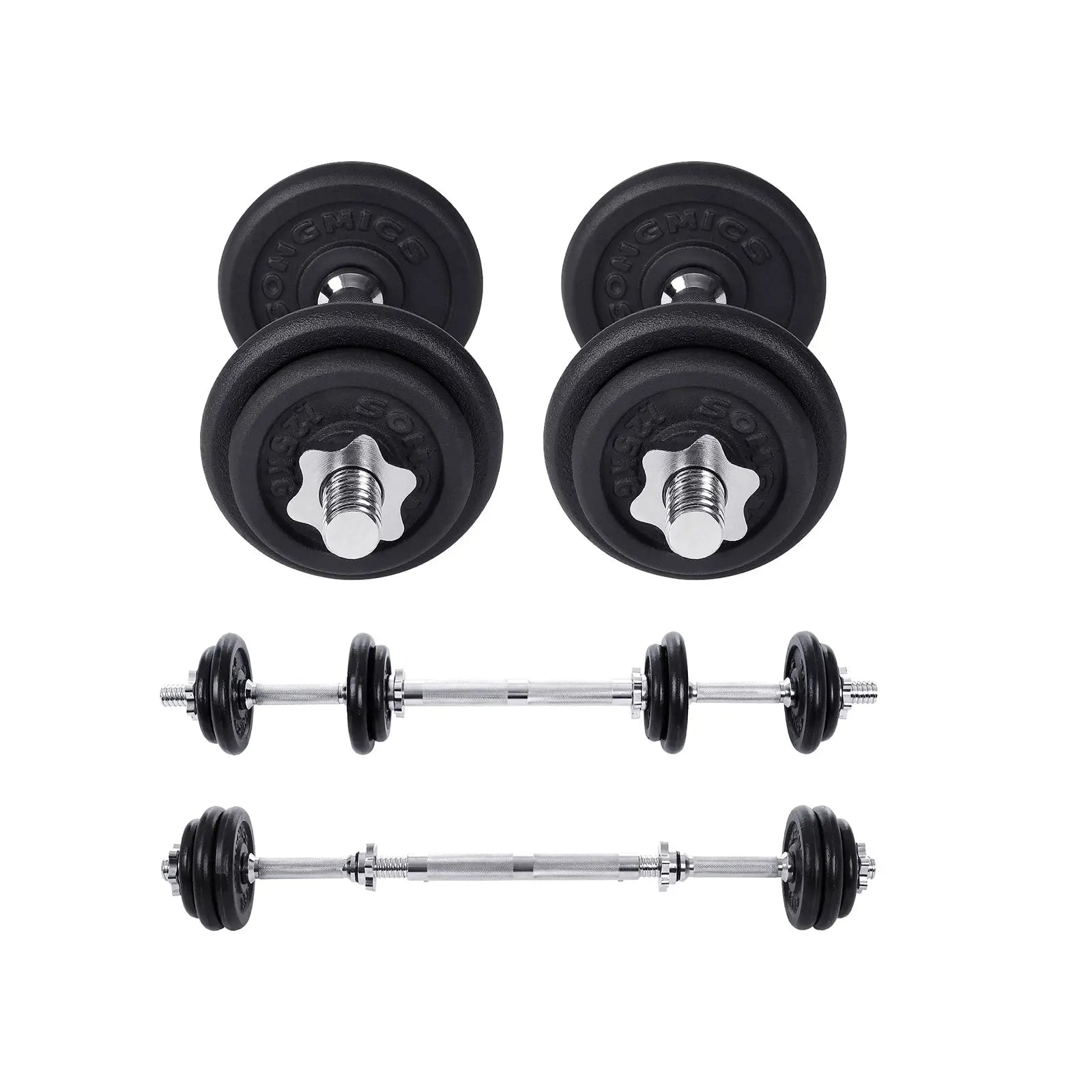 Hantelset 20kg verstellbar Schwarz Gusseisen von Songmics