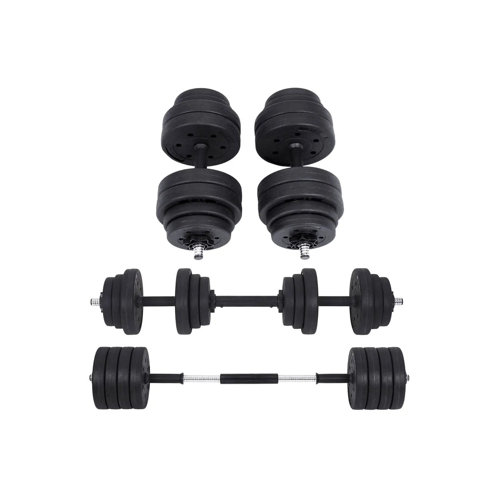 Hantelset 30kg verstellbar schwarz Kunststoff von Songmics