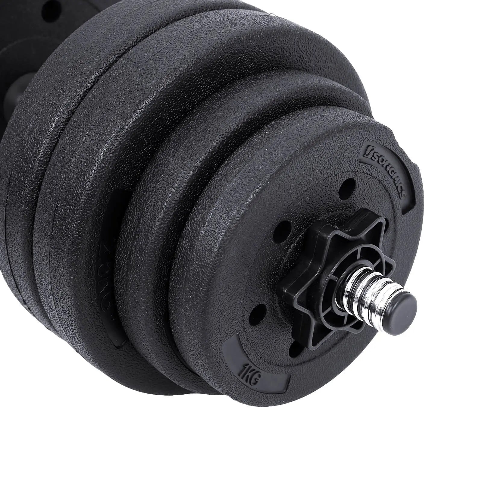 Hantelset 30kg verstellbar schwarz Kunststoff von Songmics