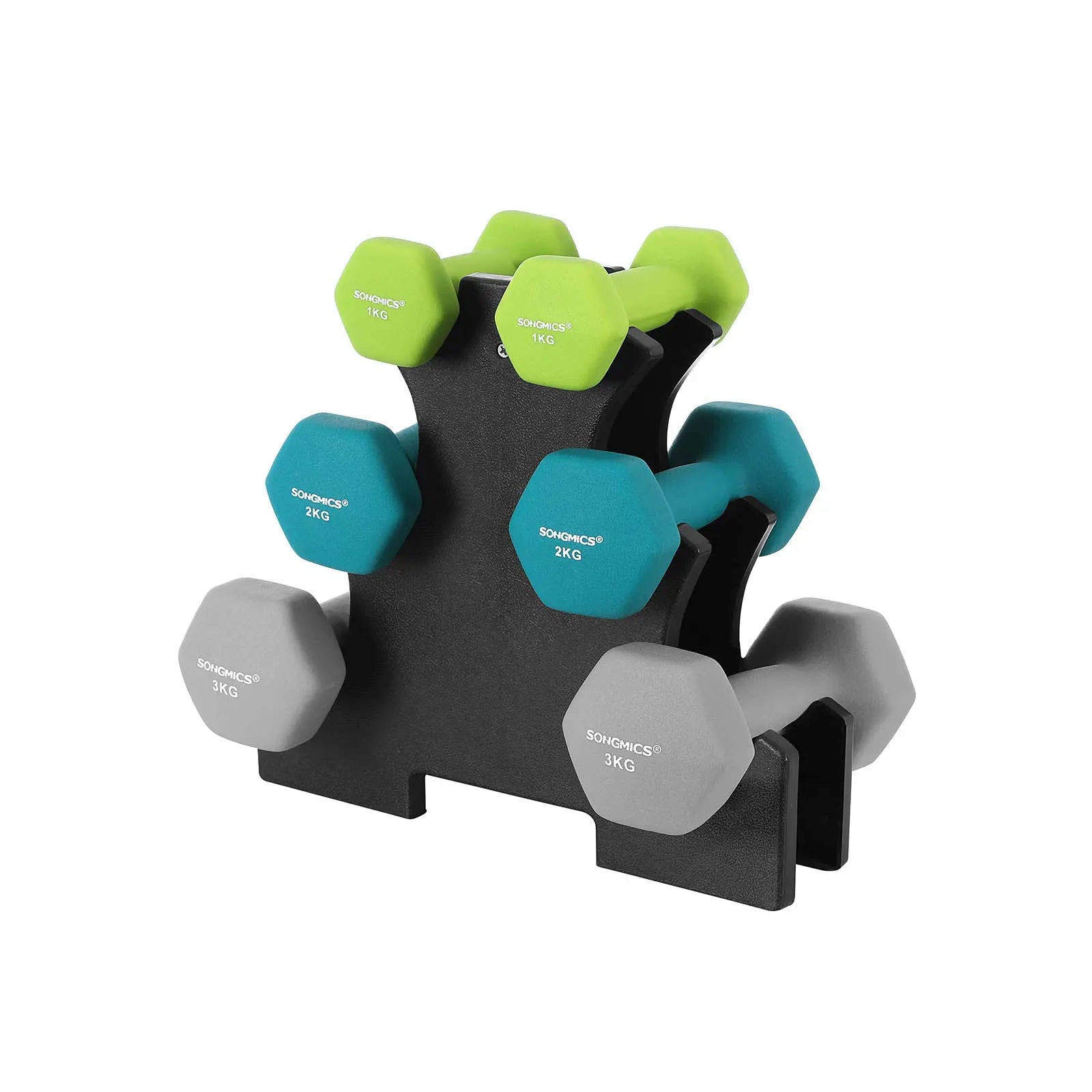 Hantelset 6-teilig mit Ständer bunt Neopren von Songmics