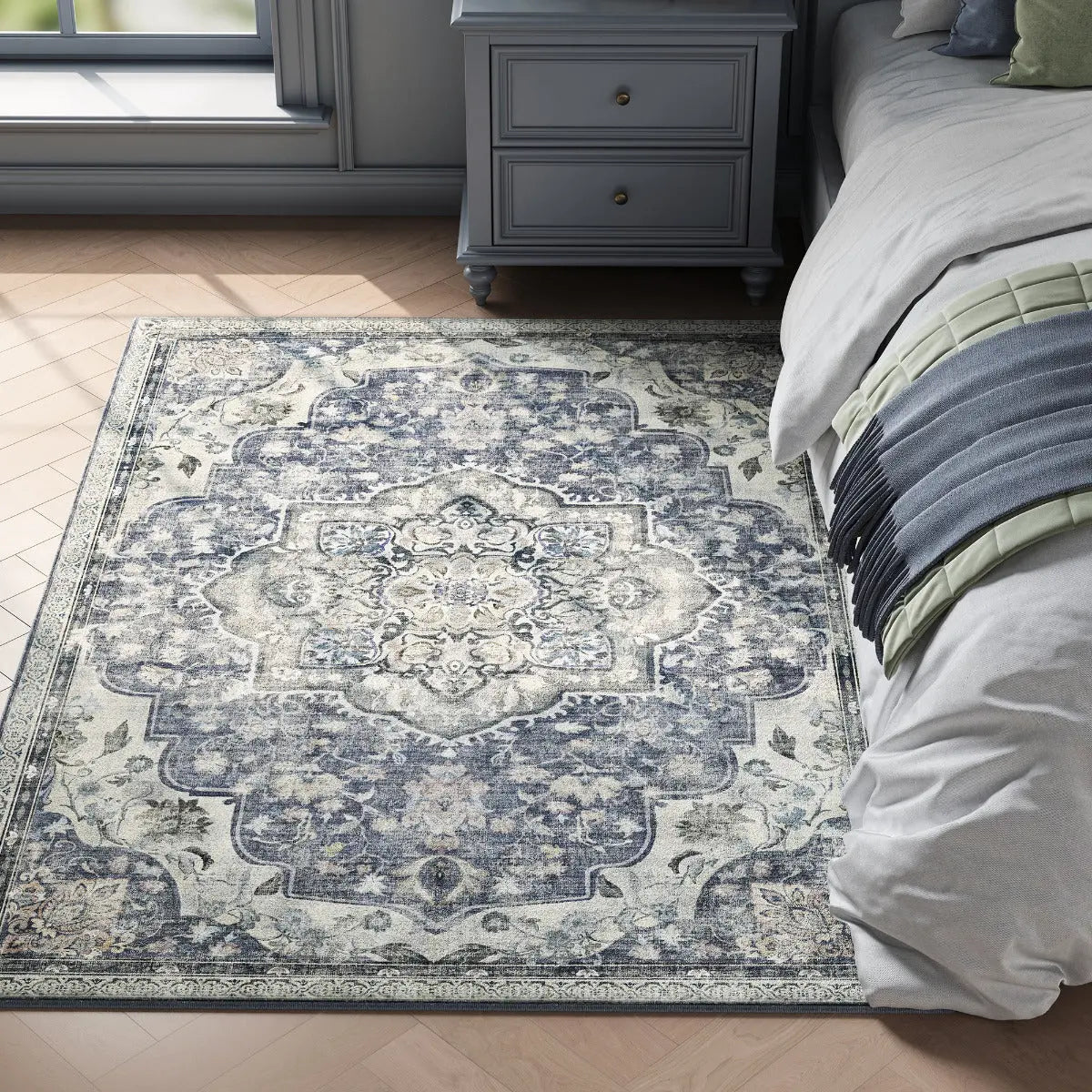 Wohnzimmerteppich Rutschfest Vintage Grau 120 x 170 cm von Songmics