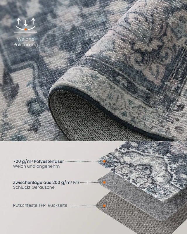 Wohnzimmerteppich Rutschfest Vintage Grau 120 x 170 cm von Songmics