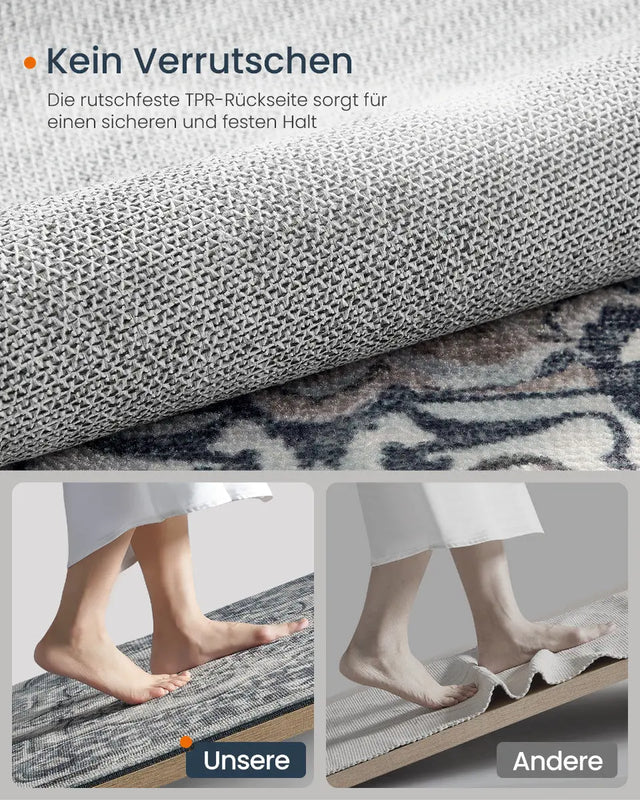 Wohnzimmerteppich Rutschfest Vintage Grau 120 x 170 cm von Songmics