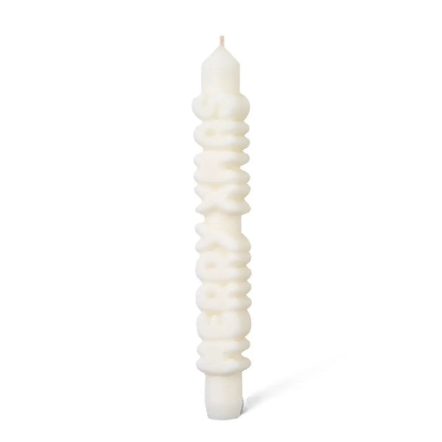 Kerze Taper candle MERRY XMAS weiss von Taper Candles