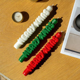 Kerze Taper candle MERRY XMAS Green von Taper Candles