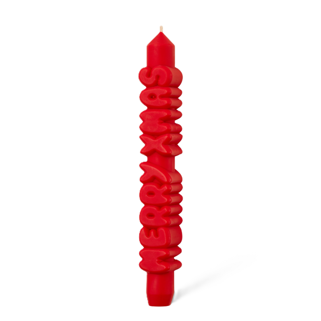 Kerze Taper candle MERRY XMAS Red von Taper Candles