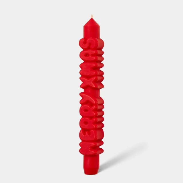 Kerze Taper candle MERRY XMAS Red von Taper Candles