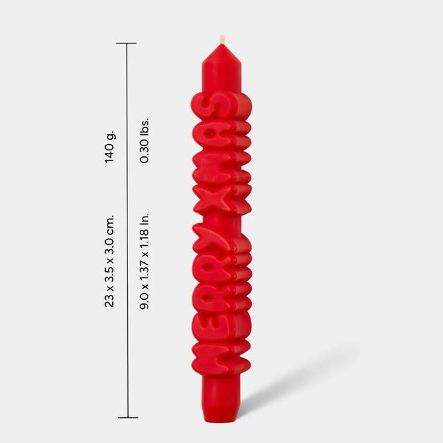 Kerze Taper candle MERRY XMAS Red von Taper Candles