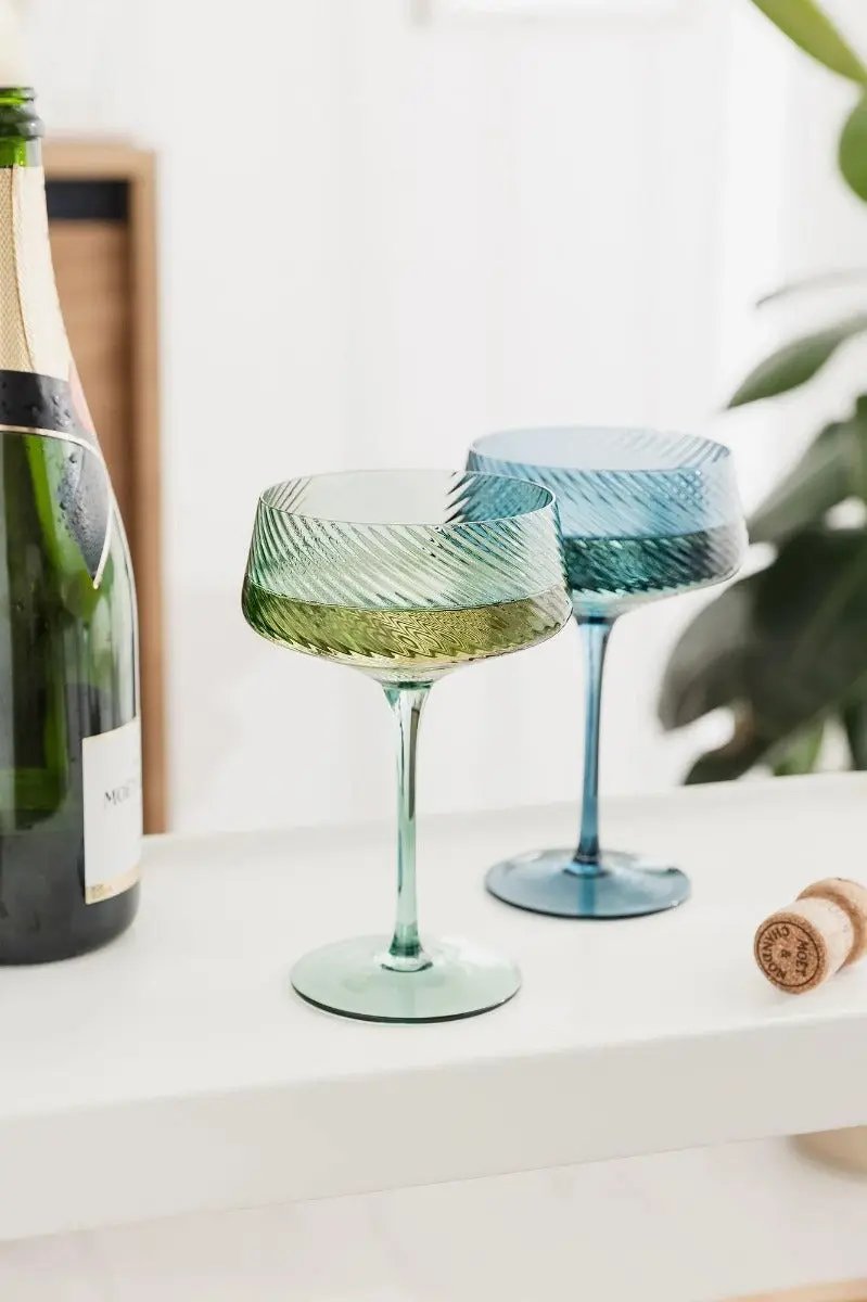 Champagnerschalen Twist 2er-Set grün/blau von Uberstar