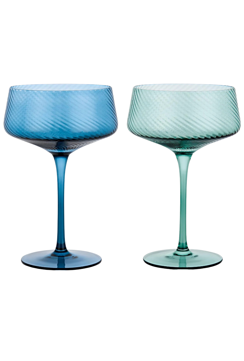 Champagnerschalen Twist 2er-Set grün/blau von Uberstar