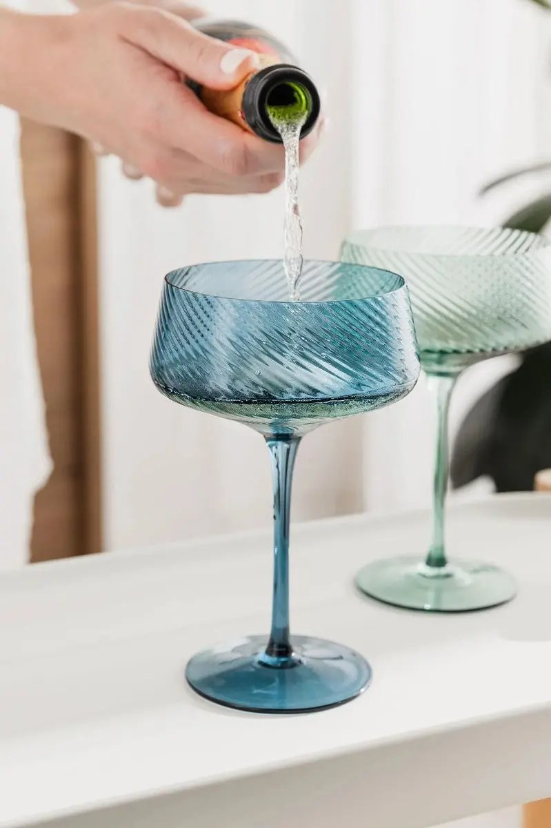 Champagnerschalen Twist 2er-Set grün/blau von Uberstar
