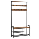 Garderobenständer mit Schuhbank Vintagebraun-Schwarz von Songmics