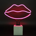 Glas Neon Tischlampe mit Betonsockel - Lippen von Locomocean