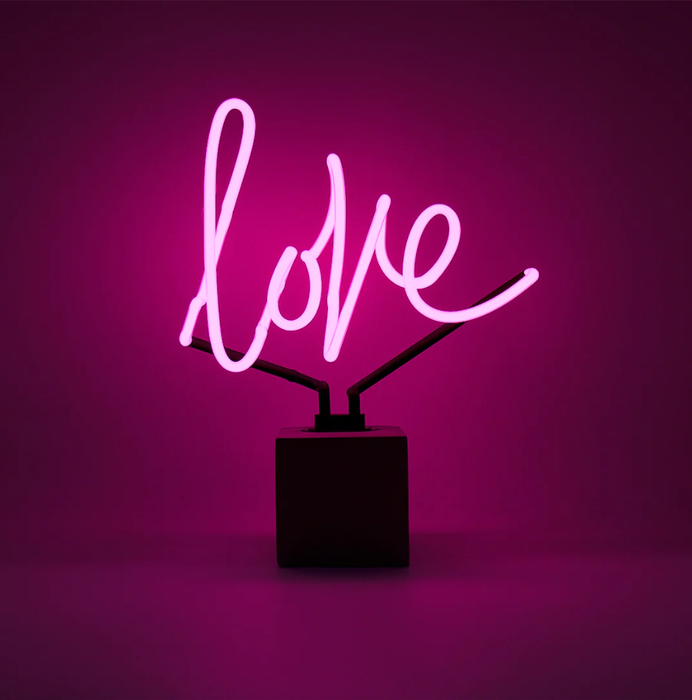 Glas Neon Tischlampe mit Betonsockel - Love von Locomocean