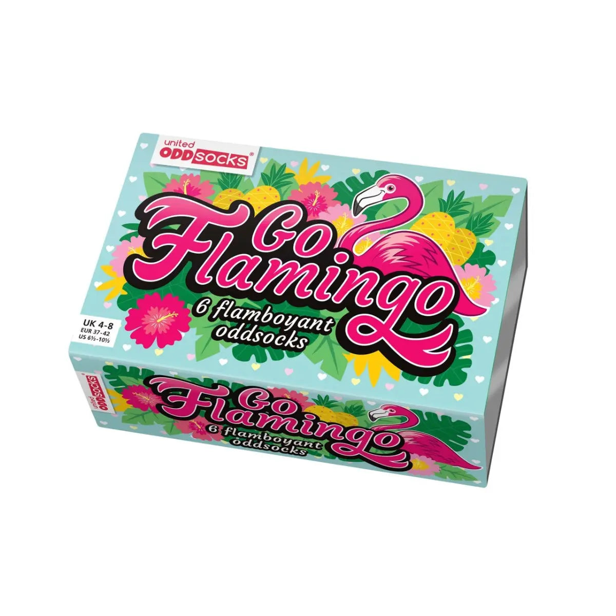 Einzelne Socken im 6er Pack, GO FLAMINGO, Gr. 37-42, mit Geschenkbox von United Oddsocks