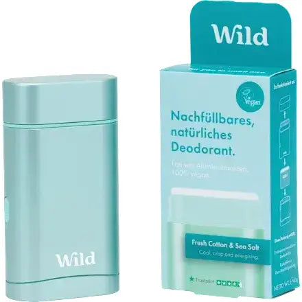 Deodorant Starter-Set inkl. Case und Refill Fresh Cotton & Sea Salt von Wild