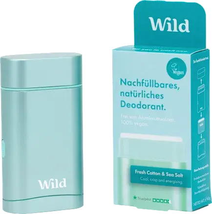 Deodorant Starter-Set inkl. Case und Refill Fresh Cotton & Sea Salt von Wild