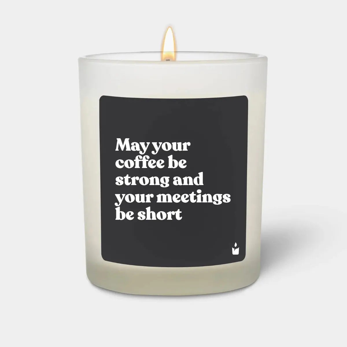 Duftkerze Weiss Woody May your coffee be strong and your meetings be short von ChattyCandles