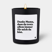Duftkerze Schwarz Woody Danke Mama, dass du trotz allem immer für mich da bist. von ChattyCandles