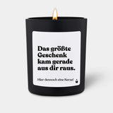 Duftkerze Schwarz Woody Das größte Geschenk kam gerade aus dir raus. Hier dennoch eine Kerze! von ChattyCandles