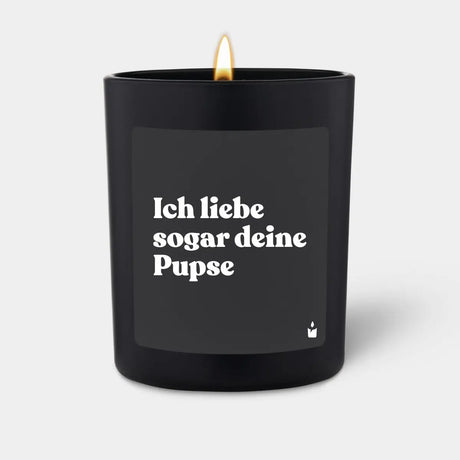 Duftkerze Schwarz Woody Ich liebe sogar deine Pupse von ChattyCandles