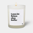 Duftkerze Weiss Woody Lesen ist Reisen ohne Koffer von ChattyCandles