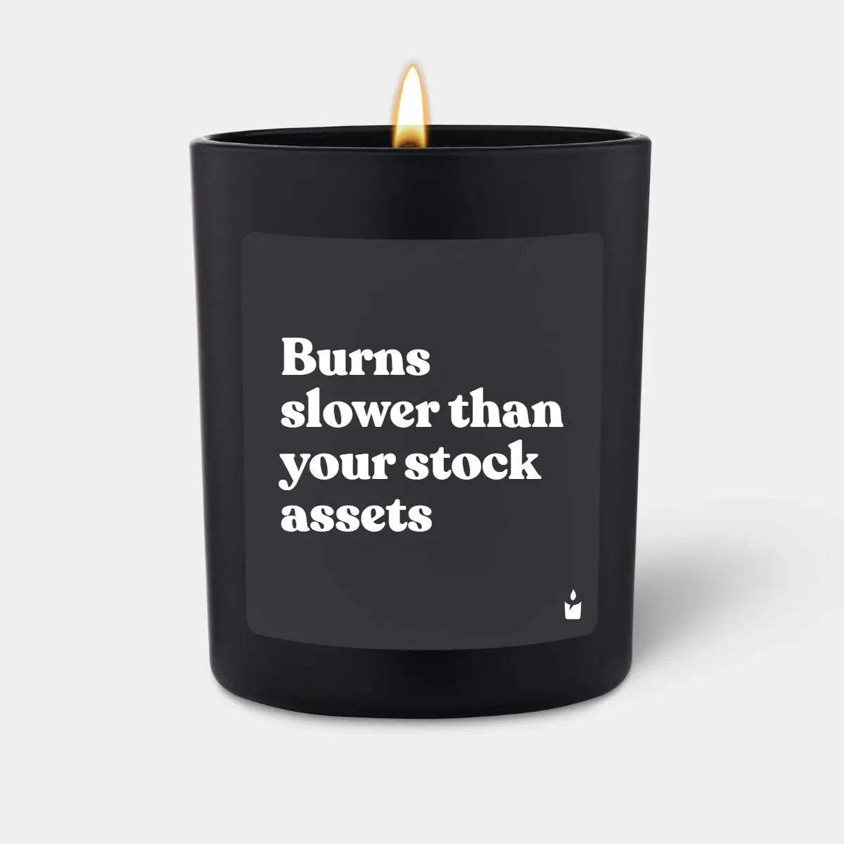 Duftkerze Schwarz Woody Burns slower than your stock assets von ChattyCandles
